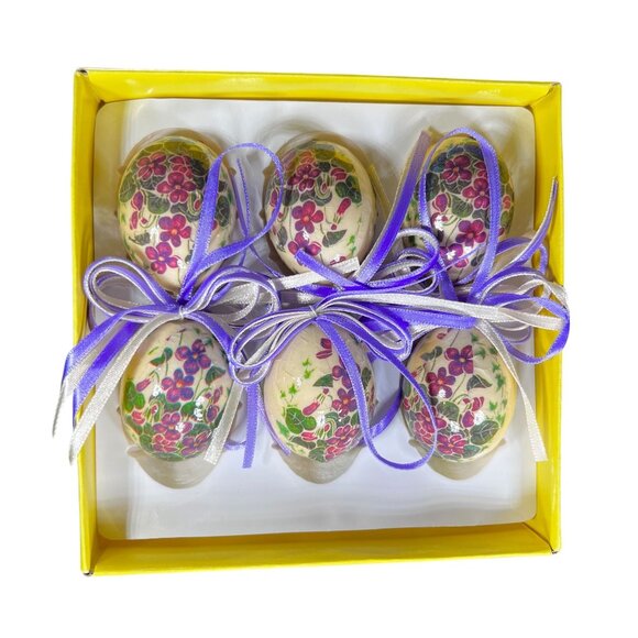 VTG Spring Easter Egg Paper Mache Floral Ornaments Made in Taiwan Lot of 12 NIB - Picture 2 of 10